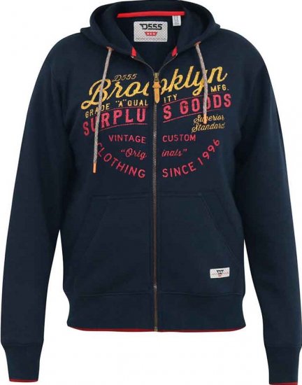D555 WORCESTER Full Zip Hoody With Brooklyn Chest Print - Pulovere & hanorace - Pulovere & Hanorace Bărbați Mărimi Mari