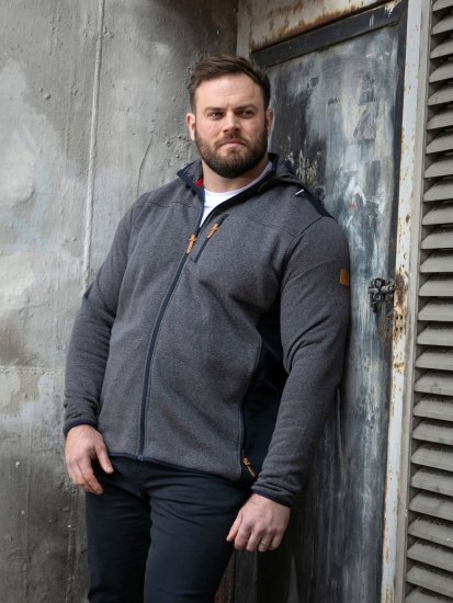 D555 Conrad Detachable Hood Bonded Fleece Zip Through Hoody TALL Albastru marin - TALL pulovere - Bluze și hanorace TALL