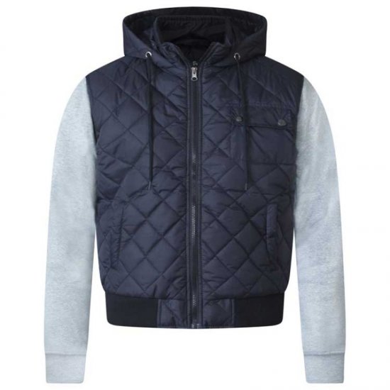 D555 Willie Hooded Quilted Jacket with Fleece sleeves - Geci - Geci Bărbați Mărimi Mari