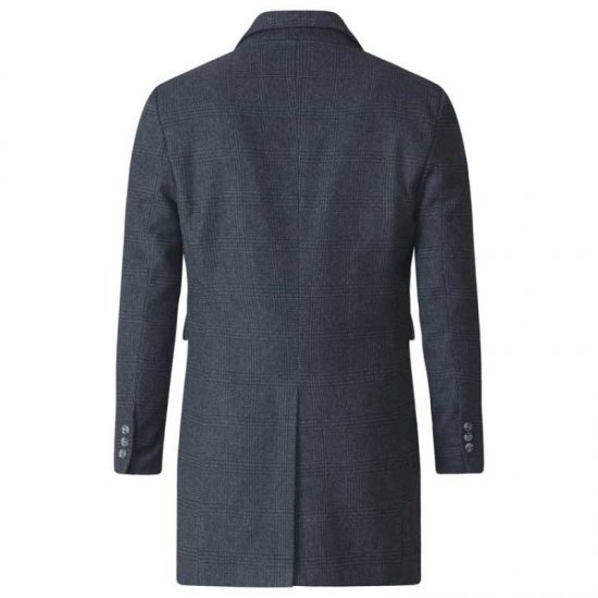 D555 Terry Checked Overcoat Charcoal - Geci - Geci Bărbați Mărimi Mari
