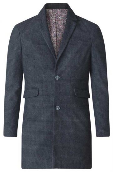 D555 Terry Checked Overcoat Charcoal - Geci - Geci Bărbați Mărimi Mari