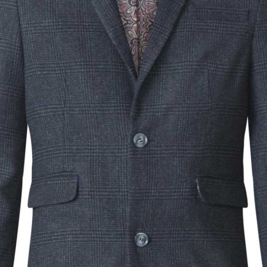 D555 Terry Checked Overcoat Charcoal - Geci - Geci Bărbați Mărimi Mari