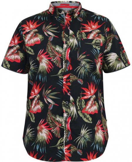 D555 LENNOX Hawaiian AO Print Shirt Black - Cămăși - Cămăși Bărbați Mărimi Mari