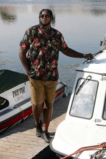 D555 LENNOX Hawaiian AO Print Shirt Black - Cămăși - Cămăși Bărbați Mărimi Mari
