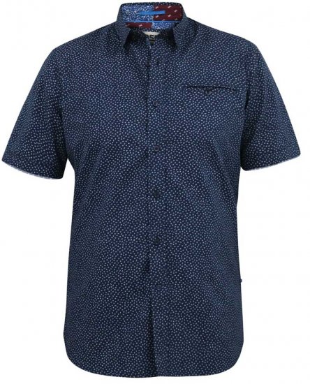 D555 BRODY S/S Micro AO Print Shirt Navy - Cămăși - Cămăși Bărbați Mărimi Mari