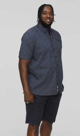 D555 BRODY S/S Micro AO Print Shirt Navy - Cămăși - Cămăși Bărbați Mărimi Mari