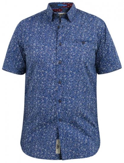 D555 KYLE S/S Micro AO Print Shirt Blue - Cămăși - Cămăși Bărbați Mărimi Mari