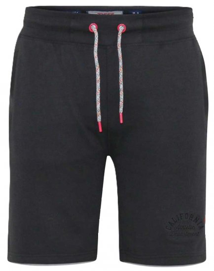 D555 STEFAN1 Elasticated Waist Loop Back Shorts Black - Pantaloni trening - Pantaloni Trening Bărbați Mărimi Mari