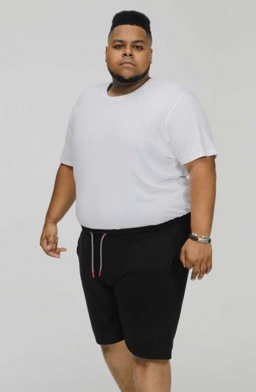 D555 STEFAN1 Elasticated Waist Loop Back Shorts Black - Pantaloni trening - Pantaloni Trening Bărbați Mărimi Mari