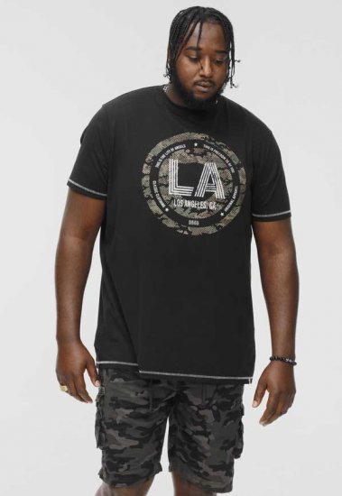 D555 BENNY LA Camo Printed Crew Neck T-Shirt Black - Tricouri - Tricouri Bărbați Mărimi Mari
