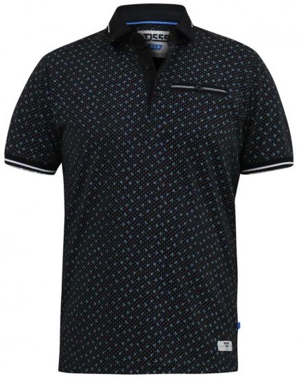 D555 WILSON AO Printed Polo Shirt Black - Tricouri polo - Tricouri Polo Bărbați Mărimi Mari