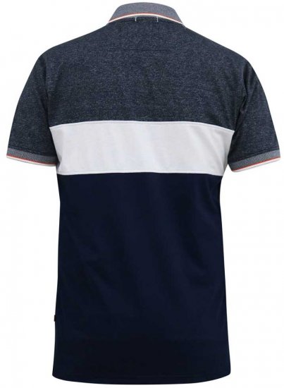 D555 EMERSON Cut And Sew Polo With Jacquard Collar Navy - Tricouri polo - Tricouri Polo Bărbați Mărimi Mari