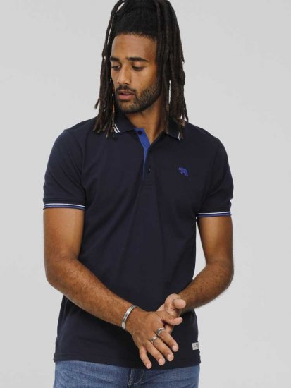 D555 SALFORD 1 Pique Polo Navy - Tricouri polo - Tricouri Polo Bărbați Mărimi Mari