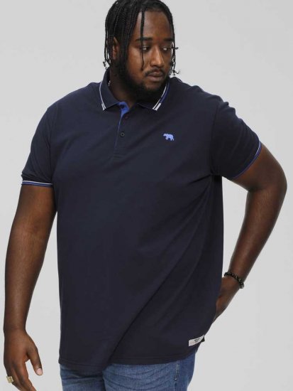D555 SALFORD 1 Pique Polo Navy - Tricouri polo - Tricouri Polo Bărbați Mărimi Mari