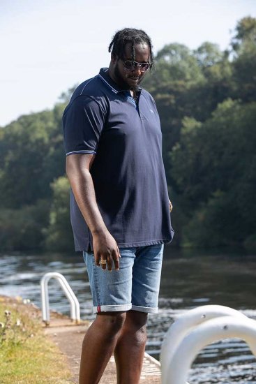 D555 SALFORD 1 Pique Polo Navy - Tricouri polo - Tricouri Polo Bărbați Mărimi Mari