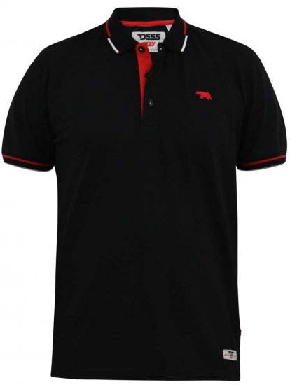 D555 SALFORD 2 Pique Polo Black - Tricouri polo - Tricouri Polo Bărbați Mărimi Mari