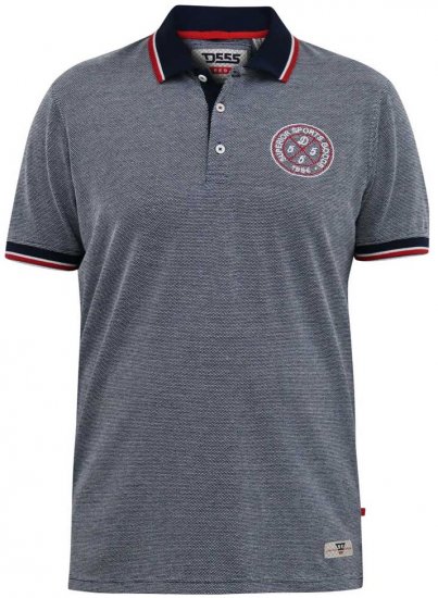 D555 KEMSTON Birds Eye Pique Polo Navy/White - Tricouri polo - Tricouri Polo Bărbați Mărimi Mari