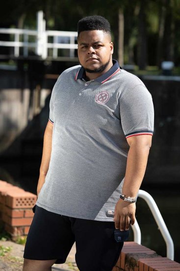 D555 KEMSTON Birds Eye Pique Polo Navy/White - Tricouri polo - Tricouri Polo Bărbați Mărimi Mari