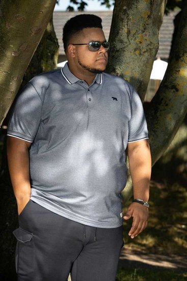 D555 GIBRALTAR Pique Polo Blue - Tricouri polo - Tricouri Polo Bărbați Mărimi Mari