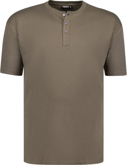 Adamo Silas Regular fit Serafino T-shirt Khaki - Tricouri - Tricouri Bărbați Mărimi Mari