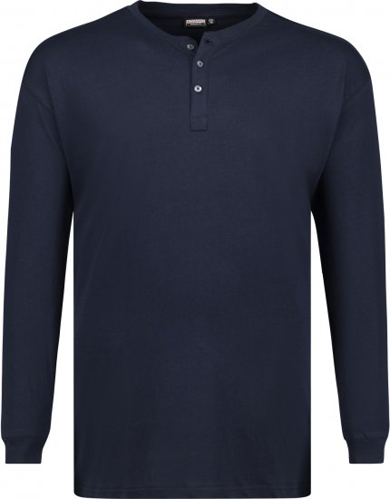 Adamo Sven Regular fit Serafino Long sleeve T-shirt Navy - Tricouri - Tricouri Bărbați Mărimi Mari