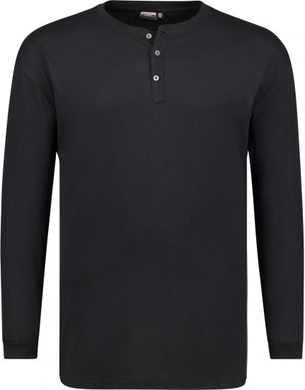 Adamo Sven Regular fit Serafino Long sleeve T-shirt Black - Tricouri - Tricouri Bărbați Mărimi Mari