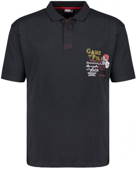 Adamo Perth Printed Polo Shirt Black - Tricouri polo - Tricouri Polo Bărbați Mărimi Mari