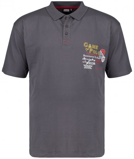 Adamo Perth Printed Polo Shirt Charcoal - Tricouri polo - Tricouri Polo Bărbați Mărimi Mari