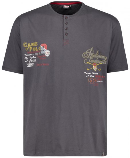 Adamo Dundee Printed Serafino T-shirt Charcoal - Tricouri - Tricouri Bărbați Mărimi Mari