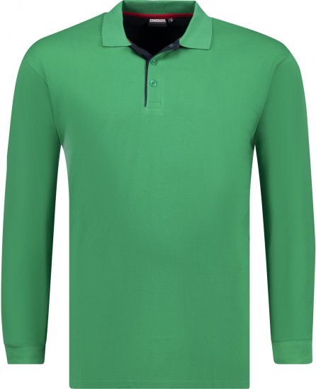 Adamo Peter Comfort fit Long sleeve Polo Green - Tricouri polo - Tricouri Polo Bărbați Mărimi Mari