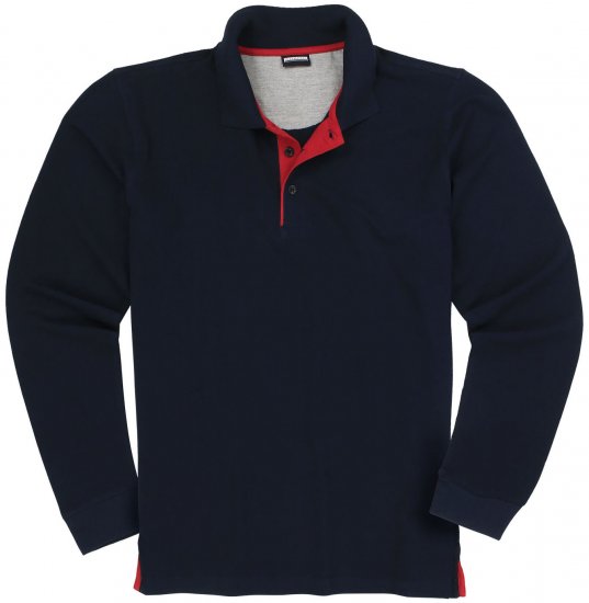 Adamo Peter Comfort fit Long sleeve Polo Navy - Tricouri polo - Tricouri Polo Bărbați Mărimi Mari