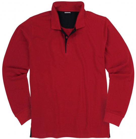 Adamo Peter Comfort fit Long sleeve Polo Red - Tricouri polo - Tricouri Polo Bărbați Mărimi Mari