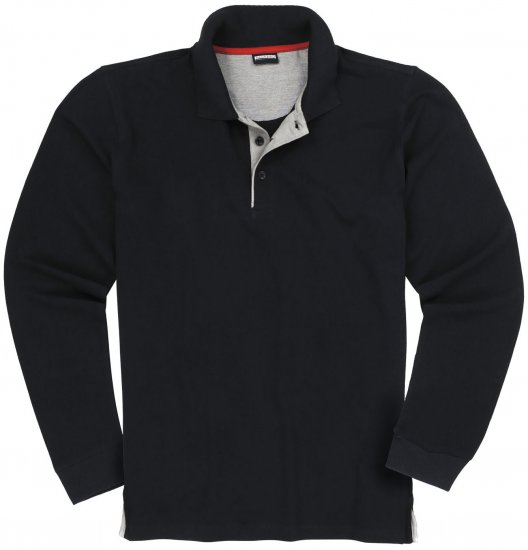 Adamo Peter Comfort fit Long sleeve Polo Black - Tricouri polo - Tricouri Polo Bărbați Mărimi Mari