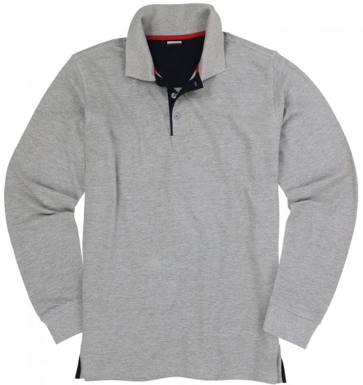 Adamo Peter Comfort fit Long sleeve Polo Grey - Tricouri polo - Tricouri Polo Bărbați Mărimi Mari