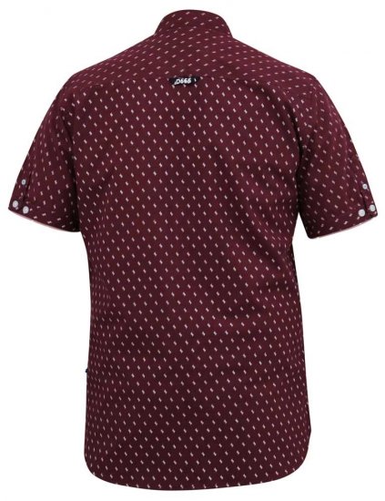 D555 DUNSTABLE S/S Micro AO Print Shirt Burgundy - Cămăși - Cămăși Bărbați Mărimi Mari