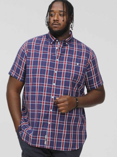 D555 ROYSTON S/S Shirt Navy - Cămăși - Cămăși Bărbați Mărimi Mari