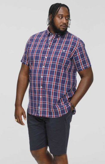 D555 ROYSTON S/S Shirt Navy - Cămăși - Cămăși Bărbați Mărimi Mari