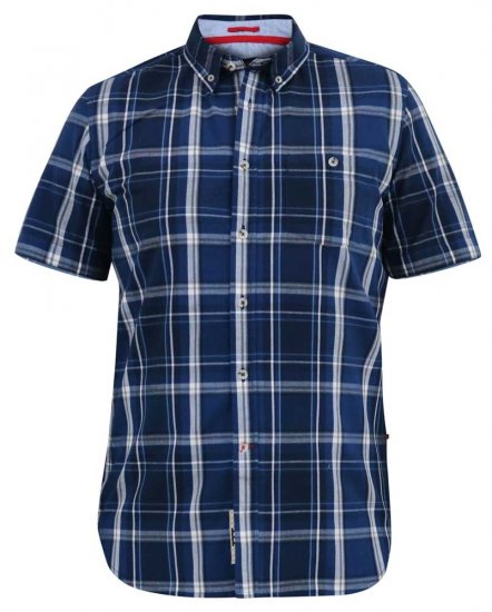 D555 HADSTOCK Check Button Down Collar S/S Shirt Navy - Cămăși - Cămăși Bărbați Mărimi Mari