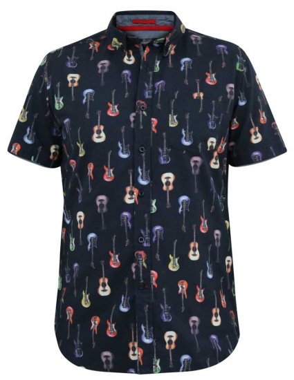 D555 BARRATT Guitar AO Printed Button Down Collar S/S Shirt - Cămăși - Cămăși Bărbați Mărimi Mari