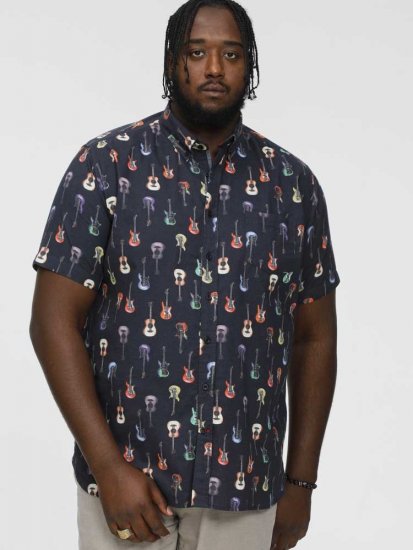 D555 BARRATT Guitar AO Printed Button Down Collar S/S Shirt - Cămăși - Cămăși Bărbați Mărimi Mari