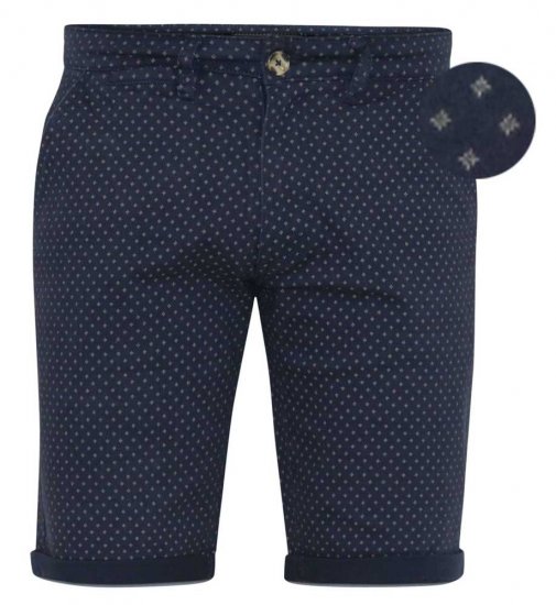 D555 DUDLEY AO Printed Stretch Chino Shorts Navy - Pantaloni scurți - Pantaloni Scurți Mărimi mari Bărbați 