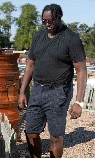 D555 DUDLEY AO Printed Stretch Chino Shorts Navy - Pantaloni scurți - Pantaloni Scurți Mărimi mari Bărbați 