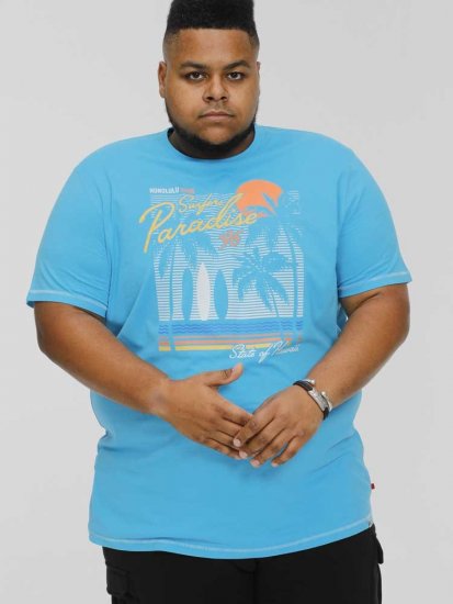 D555 AARON Surfers Paradise Printed Crew Neck T-Shirt Turquoise - Tricouri - Tricouri Bărbați Mărimi Mari