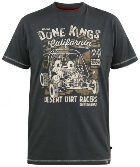 D555 BENNETT Dune Kings Buggy Printed Crew Neck T-Shirt Khaki - Tricouri - Tricouri Bărbați Mărimi Mari