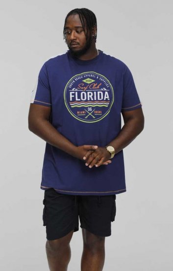D555 CADMAN Florida Surf Club Printed Crew Neck T-Shirt - Tricouri - Tricouri Bărbați Mărimi Mari