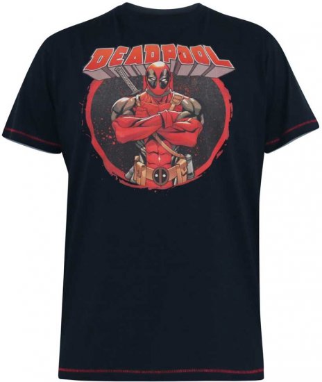 D555 WADE Official Deadpool Printed T-Shirt Dark Navy - Tricouri - Tricouri Bărbați Mărimi Mari