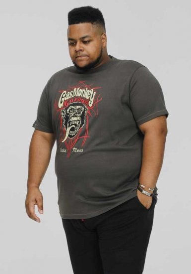 D555 DALLAS Official Gas Monkey Printed Crew Neck T-Shirt Khaki - Tricouri - Tricouri Bărbați Mărimi Mari