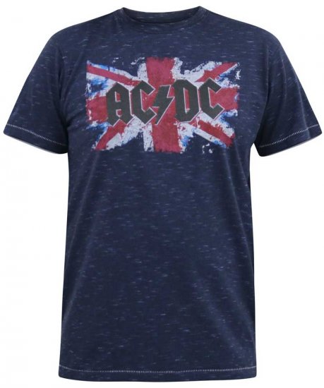 D555 DENNIS Official AC/DC Printed Crew Neck T-Shirt Navy Reno - Tricouri - Tricouri Bărbați Mărimi Mari
