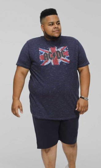 D555 DENNIS Official AC/DC Printed Crew Neck T-Shirt Navy Reno - Tricouri - Tricouri Bărbați Mărimi Mari
