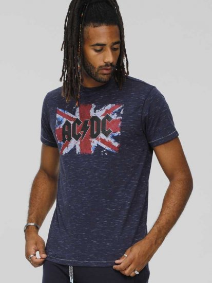 D555 DENNIS Official AC/DC Printed Crew Neck T-Shirt Navy Reno - Tricouri - Tricouri Bărbați Mărimi Mari